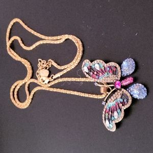 Rhinestone butterfly necklace
